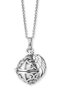 Kette mit Anh&auml;nger Engelsrufer "Schmuck Geschenk Engelsrufer Relaunch mit Fl&uuml;gelanh&auml;nger" Gr. XS, wei&szlig; (silberfarben, perlmuttfarben, wei&szlig;), Halsketten, Damen, XS, Messing Silber 925 (Sterlingsilber), L: 50 B: 1,33mm, Messing, Silber 925 (Sterlingsilber), Kette mit Anh&auml;nger, B:1,33mm