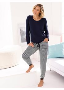 w&auml;schepur Schlafanzug W&Auml;SCHEPUR, Damen, Gr. 44/46, blau (marine, ecru), 95% Viskose, 5% Elasthan, Homewear-Sets Schlafanzug