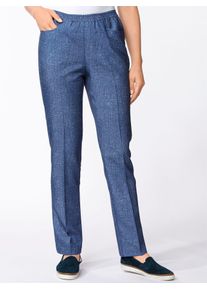 Schlupfhose Classic Basics, Damen, Gr. 46, Normalgr&ouml;&szlig;en, blau (blau, meliert, marine, meliert), 100% Polyester, unifarben, lang, Hosen Schlupfhose