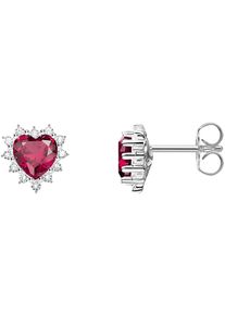 Paar Ohrstecker Thomas Sabo "Romance Herz-Ohrstecker", silberfarben, kristallwei&szlig;, rot, kristallwei&szlig;, rot, Ohrringe, Damen, Silber 925 (recycelt), Paar Ohrstecker, mit Zirkonia (synth.), Rubin