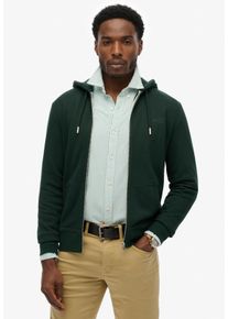 Kapuzensweatjacke Superdry "ESSENTIAL LOGO ZIP HOODIE HB", Damen, Gr. XXL, forest gr&uuml;n, angeraute Sweatware, Obermaterial: 100% Seide, unifarben, slim fit normal, ohne Ausschnitt, Rippb&uuml;ndchen, Sweatjacken Kapuzensweatjacke, Baumwollmischung, slim fit