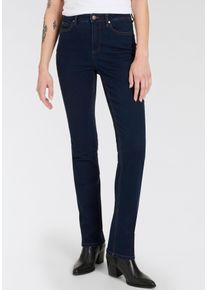 Gerade Jeans Arizona "Ultra-Stretch", Damen, Gr. 34, N-Gr, blau (rinsed), Denim/Jeans, Obermaterial: 74% Baumwolle, 24% Polyester, 2% Elasthan, unifarben, Basic, gerade lang, Jeans Gerade Jeans, Used-Look-Waschung