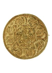 Brosche OSTSEE-SCHMUCK "- Hiddensee 26 mm rund - Silber 925/000, vergoldet -" Gr. 26, gold (goldfarben, gelb), Broschen, Damen, Blacklist, Silber 925 (Sterlingsilber), Brosche