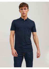 Jack & Jones Poloshirt JACK & JONES "BASIC POLO", Herren, Gr. 3XL, blau (navy blazer), Piqu&eacute;, Obermaterial: 100% Baumwolle, schmal h&uuml;ftbedeckend, Rundhals, B&uuml;ndchen, Shirts Poloshirt