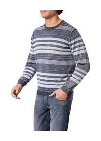 Strickpullover, Herren, Gr. 3XL, blau (indigo washed), Strick, Obermaterial: 100% Baumwolle, Pioneer Authentic Jeans, gestreift, regular fit taillenbedeckt, Rundhals, Rippb&uuml;ndchen, Pullover Strickpullover, mit Streifenmuster