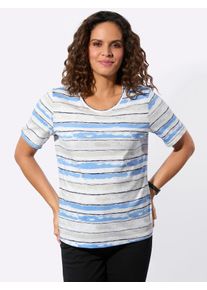 Kurzarmshirt Casual Looks "Ringelshirt", Damen, Gr. 50, himmelblau, ecru, geringelt, 100% Baumwolle, gemustert, mehrfarbig, Shirts Kurzarmshirt