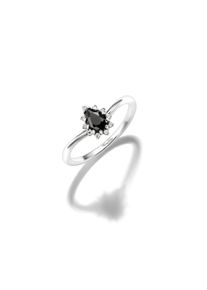 Fingerring Thomas Sabo "True Romance Ring mit Schwarzen Tropfen" Gr. 52, silberfarben, schwarz, kristallwei&szlig;, Fingerringe, Damen, 52, Silber 925 (recycelt), 1,6mm, Fingerring, mit Zirkonia (synth.)