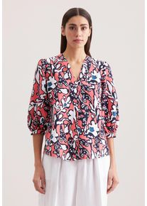 Klassische Bluse Seidensticker "Schwarze Rose", Damen, Gr. 3XL (46), rosa, 65% Baumwolle, 35% Leinen, gemustert, regular fit, V-Ausschnitt, Blusen Klassische Bluse, Tunika Druck