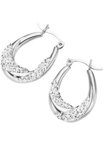Paar Creolen Firetti "Schmuck Geschenk Silber 925 Ohrschmuck Ohrringe schungvoller Glitzer", silber (silberfarben, kristallwei&szlig;, kristallwei&szlig;), Ohrringe, Damen, Silber 925 (Sterlingsilber), Paar Creolen, mit Kristallstein