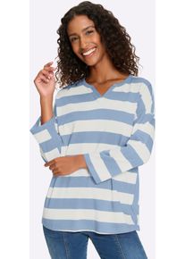 T-Shirt Heine "T-Shirt", Damen, Gr. 34, eisblau, ecru, geringelt, 50% Baumwolle, 50% Modal, gemustert, gestreift, mehrfarbig, Rundhals, Shirts T-Shirt