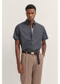 Kurzarmhemd Bugatti, Damen, Gr. S, Normalgr&ouml;&szlig;en, blau (390, marine), 100% Baumwolle, gepunktet, normal, Hemden Kurzarmhemd, aus Baumwolle