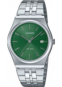 Quarzuhr, silber (edelstahlfarben, grasgr&uuml;n), CASIO TIMELESS COLLECTION, Armbanduhren, Damen, Quarzuhr, Armbanduhr, Herrenuhr, Damenuhr, Jugendliche, Datum, Edelstahlarmband