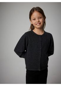 Strickjacke name it "NKFSALUNA LS KNIT CARD NOOS", M&auml;dchen, Gr. 146/152, dunkelgrau melange (blank), Strick, Obermaterial: 79% Polyester, 17% Polyamid, 4% Elasthan, meliert, unifarben, Basic normal, Rundhals, Strickjacken Strickjacke