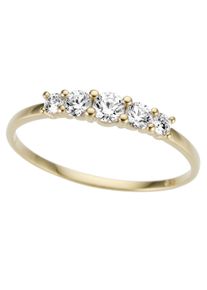 Goldring Firetti "Schmuck Geschenk Gold 333 Memoire Ring" Gr. 18, gold (gelbgoldfarben, kristallwei&szlig;), Fingerringe, Damen, 18, Gelbgold 333, 3mm, Goldring, mit Zirkonia (synth.)