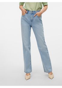 V&eacute;ro Moda Straight-Jeans VERO MODA "VMTESSA HR STRAIGHT JEANS LI3010 GA NOOS", Damen, Gr. 26, L&auml;nge 30, blau (light blau denim), Denim/Jeans, Obermaterial: 99% Baumwolle, 1% Elasthan, unifarben, oversize knielang, Jeans Straight-Jeans
