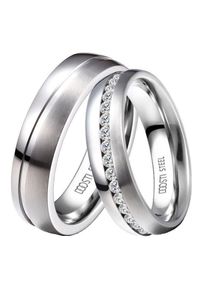 Trauring DOOSTI "Schmuck Geschenk Edelstahl Trauring Ehering Partnerring LIEBE" Gr. 54, silber (edelstahlfarben), Fingerringe, Damen, 54, ohne Zirkonia, Edelstahl, 6mm, Trauring, wahlweise mit oder ohne Zirkonia