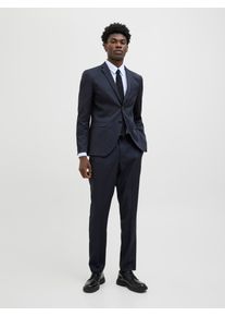 Jack & Jones Anzug JACK & JONES "JPRCOSTA SUIT", Herren, Gr. 50, N-Gr, blau (schwarz navy), Web, Obermaterial: 100% Polyester, unifarben, sehr schmal, Anz&uuml;ge Anzug, Polyester, slim fit, Topseller