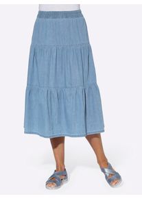 Jeansrock Classic Basics, Damen, Gr. 44, blau (blau, bleached), 100% Baumwolle, unifarben, wadenlang, R&ouml;cke Jeansrock