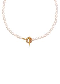 Silberkette HAZE & GLORY "Halskette S&uuml;&szlig;wasserperlen Regenbogen 925 Silber" Gr. 41, gold, Halsketten, Damen, Silber 925 (Sterlingsilber), Silberkette