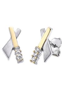 Paar Ohrstecker Bruno Banani "Schmuck Geschenk Silber 925 Ohrschmuck Ohrringe Stein", gold (silberfarben, gelbgoldfarben, kristallwei&szlig;, kristallwei&szlig;), Ohrringe, Damen, Silber 925 (Sterlingsilber), Paar Ohrstecker, mit Zirkonia (synth.)