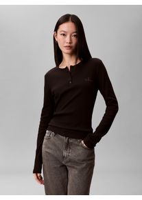 Langarmbluse Calvin Klein Jeans, Damen, Gr. XXL (46), schwarz, Web, Obermaterial: 95% Baumwolle, 5% Elasthan, unifarben, regular fit taillenbedeckt, Rundhals, eingesetzt abgesteppte Kante, Blusen Langarmbluse, Regular fit mit Rundhalsausschnitt