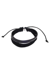 Lederarmband Firetti "Casual-Look, mehrreihiges Design, teilweise geflochten", schwarz, Armb&auml;nder, Herren, 24cm, Baumwolle Leder, Baumwolle, Leder, Lederarmband