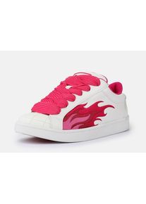 Sneaker Buffalo "LIBERTY", Damen, Gr. 38, wei&szlig;, pink, Lederimitat, kontrastfarbene Details, Schuhe Sneaker, Freizeitschuh, Schn&uuml;rschuh, Halbschuh mit trendigem Flammenmotiv