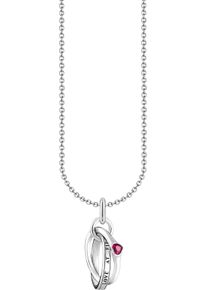 Kette mit Anh&auml;nger Thomas Sabo "Together-Ring-Anh&auml;nger" Gr. 45, bunt (silberfarben, rot), Halsketten, Damen, 45, Silber 925 (recycelt), Kette mit Anh&auml;nger, mit Korund (synth.)