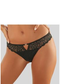 String Lascana, Damen, Gr. 32/34, schwarz, Microtouch, Obermaterial: 87% Polyamid, 13% Elasthan, k&ouml;rpernah, Unterhosen String, rundherum besetzt mit feinen Kristallsteinen, Topseller