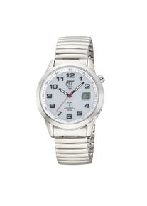 Funkuhr ETT "Gobi", silberfarben, wei&szlig;, Armbanduhren, Herren, Funkuhr, Armbanduhr, Solar, Herrenuhr, Edelstahlarmband, analog, digital