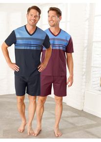 Shorty, Herren, Gr. 44/46, bunt (marine, bordeaux), 100% Baumwolle, Homewear-Sets Shorty