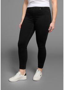 Skinny-fit-Jeans Arizona "Ultra Stretch - Curve Collection", Damen, Gr. 50, N-Gr, schwarz (schwarz schwarz), Denim/Jeans, Obermaterial: 66% Baumwolle, 30% Polyester, 4% Elasthan, Basic, skinny fit kn&ouml;chellang, Jeans Skinny-fit-Jeans, High Waist