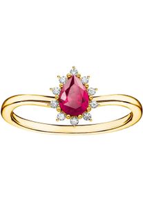 Fingerring Thomas Sabo "Vintage Romance" Gr. 56, bunt (gelbgoldfarben, wei&szlig;, rot), Fingerringe, Damen, 56, Silber 925 (recycelt), 1,6mm, Fingerring, mit Zirkonia (synth.), Saphir (synth.)