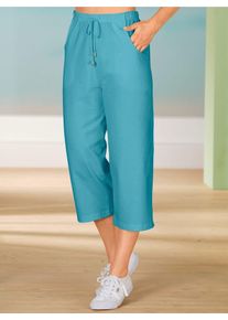 Caprihose, Damen, Gr. 46, Normalgr&ouml;&szlig;en, blau (t&uuml;rkis), 95% Baumwolle, 5% Elasthan, unifarben, 3/4-L&auml;nge, Hosen Caprihose