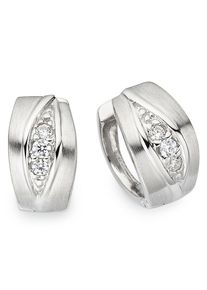 Paar Creolen Firetti "Schmuck Geschenk Silber 925 Ohrschmuck Ohrringe", silber (silberfarben, kristallwei&szlig;, kristallwei&szlig;), Ohrringe, Damen, 13mm, Silber 925 (Sterlingsilber), Paar Creolen, mit Zirkonia (synth.)