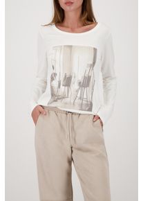 Langarmshirt monari "Shirt Atelier", Damen, Gr. 34, off, wei&szlig;, Web, Obermaterial: 95% Viskose, 5% Elasthan, unifarben, regular fit normal, Rundhals, eingesetzt gerader Abschluss, Shirts Langarmshirt, Regular fit mit Rundhalsausschnitt, Topseller