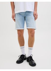 Jack & Jones Shorts JACK & JONES "JJIRICK JJICON I.K. SHORTS GE 118 SN", Herren, Gr. XL, N-Gr, blau (blau denim), Web, Obermaterial: 48% Baumwolle, 26% Viskose, 25% Polyester, 1% Elasthan, unifarben, regular fit kniefrei, Hosen Shorts, im Five-Pocket Style