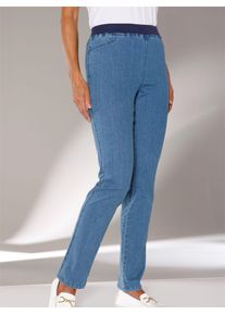 Stretch-Jeans Classic Basics, Damen, Gr. 48, Normalgr&ouml;&szlig;en, blau (blau, bleached), 84% Baumwolle, 15% Polyester, 1% Elasthan, unifarben, lang, Jeans Stretch-Jeans