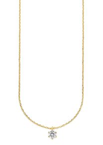 Kette mit Anh&auml;nger Bruno Banani "Schmuck Geschenk Solit&auml;r-Optik", gelbgoldfarben, kristallwei&szlig;, Halsketten, Damen, Silber 925 (Sterlingsilber), L: 50 B: 0,6mm, Kette mit Anh&auml;nger, mit Zirkonia (synth.), B:0,6mm
