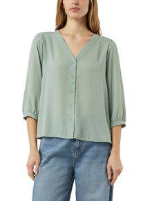 Shirtbluse comma, Damen, Gr. 40, light gr&uuml;n, Web, Obermaterial: 100% Polyester, unifarben, bequem h&uuml;ftbedeckend, V-Ausschnitt, 1-Knopf-Manschette, Blusen Shirtbluse, mit V-Ausschnitt