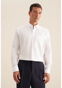 Businesshemd Seidensticker "Schwarze Rose", Herren, Gr. XL44, normale &Auml;rmell&auml;ngen, wei&szlig;, 100% Baumwolle, Strukturmuster, gemustert, regular fit, 2-Knopf-Manschette, Hemden Businesshemd, Regular 1/1 Button-Down-Kragen Struktur