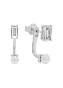 Paar Ohrstecker s.Oliver "mit abnehmbaren Einh&auml;ngern", bunt (silberfarben, wei&szlig;, wei&szlig;), Ohrringe, Damen, 3mm, Perlen Silber 925 (Sterlingsilber), Perlen, Silber 925 (Sterlingsilber), Paar Ohrstecker, mit Zirkonia (synth.) - mit Muschelkernperle