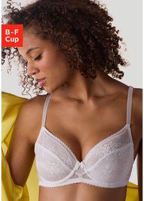 B&uuml;gel-BH Lascana, Damen, Gr. 90, Cup D, wei&szlig;, Spitze, Obermaterial: 88% Polyamid, 12% Elasthan, BHs B&uuml;gel-BH, aus feiner Jacquardspitze, sexy Dessous
