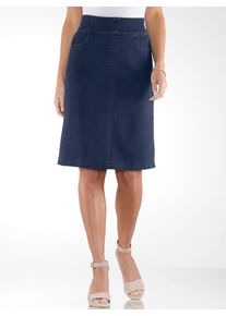 Jeansrock Classic Basics, Damen, Gr. 42, blau (blau, stone, washed), 81% Baumwolle, 17% Polyester, 2% Elasthan, unifarben, knielang, R&ouml;cke Jeansrock