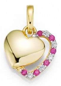Kettenanh&auml;nger Firetti "Schmuck Geschenk Gold 333 Halsschmuck Anh&auml;nger f&uuml;r Halskette Herz", rosa (gelbgoldfarben, wei&szlig;goldfarben, kristallwei&szlig;, rot, kristallwei&szlig;, rot), Schmuckanh&auml;nger, Damen, Gelbgold 333, 1,08 g, Kettenanh&auml;nger, mit Rubin, Zirkonia (synth.)