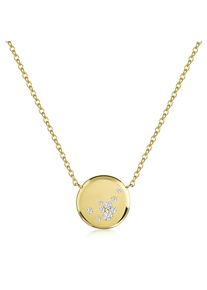 Kette mit Anh&auml;nger Firetti "Schmuck Geschenk Silber 925 Halsschmuck Ankerkette Kreis rund", gelbgoldfarben, kristallwei&szlig;, Halsketten, Damen, Silber 925 (Sterlingsilber), L: 45 B: 1,3mm, Kette mit Anh&auml;nger, Made in Germany - mit Zirkonia (synth.), B:1,3mm