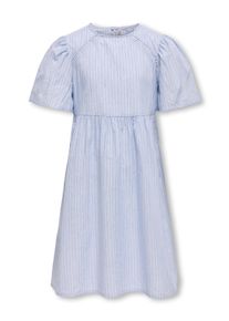 Sommerkleid KIDS Only "KOGDAIMI S/S DETAIL DRESS WVN", M&auml;dchen, Gr. 158, N-Gr, blau (cashmere blau), Web, Obermaterial: 100% Baumwolle, gestreift, knielang, Rundhals, Kleider Sommerkleid