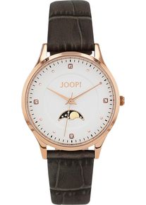 JOOP! Quarzuhr JOOP, grau (dunkelgrau), Armbanduhren, Damen, Quarzuhr, Armbanduhr, Damenuhr, Lederarmband, analog,Zirkonia (synth.),Mondphase