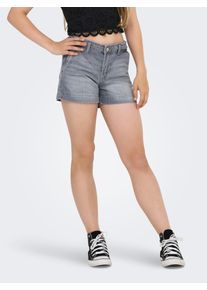 Jeansshorts KIDS Only "KOGCOMET WIDE SHORTS DNM MAT624 NOOS", M&auml;dchen, Gr. 116, N-Gr, blau (medium grau denim), Web, Obermaterial: 100% Baumwolle, unifarben, regular fit ca. Mitte Oberschenkel, Jeans Jeansshorts