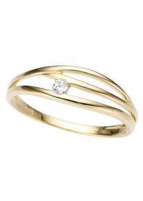 Goldring Firetti "Schmuck Geschenk Gold 333 Damenring Goldring" Gr. 18, gold (gelbgoldfarben, kristallwei&szlig;), Fingerringe, Damen, 18, Gelbgold 333, 6mm, Goldring, mit Zirkonia (synth.)
